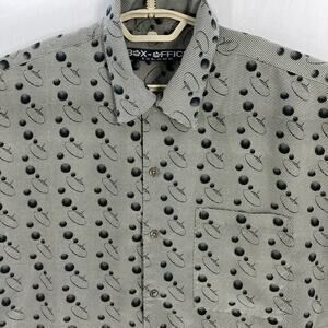 Box Office Island Shirt Mens Size M Green Yellow Resort Vacation Short Sleeves